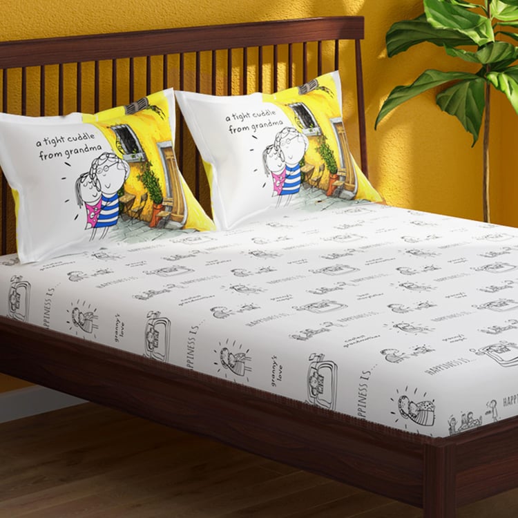 PORTICO Happiness Is Cotton 164TC Printed 3Pcs Super King Bedsheet Set