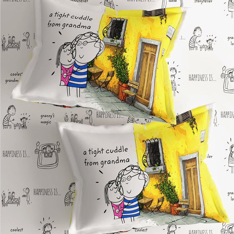 PORTICO Happiness Is Cotton 164TC Printed 3Pcs Super King Bedsheet Set