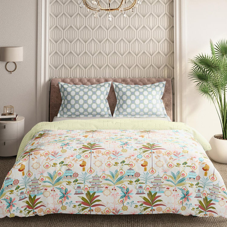 PORTICO Shalimaar Cotton Printed 3Pcs Double Bed Cover Set