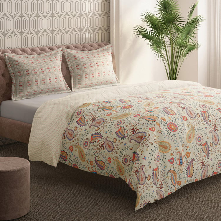 PORTICO Shalimaar Cotton Paisley Print 3Pcs Double Bed Cover Set