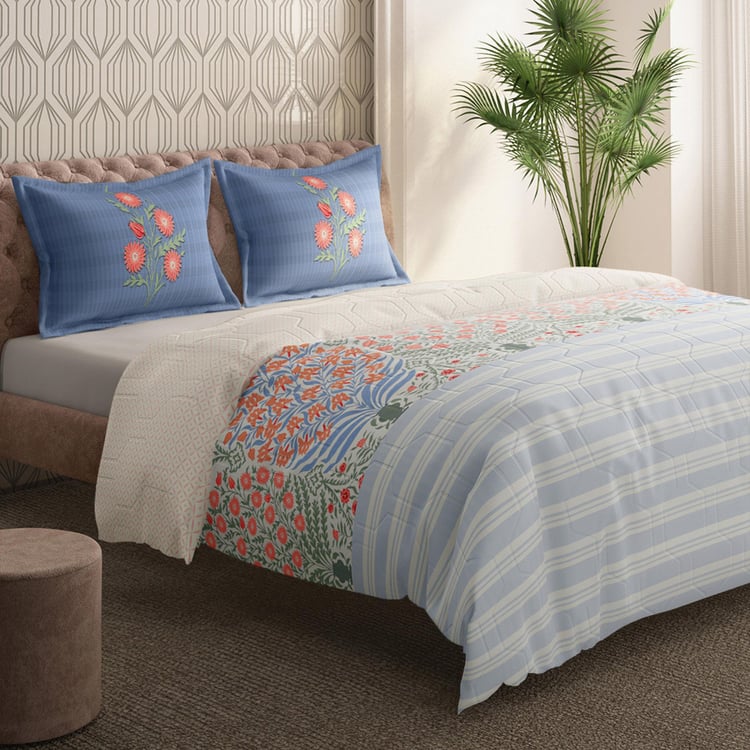 PORTICO Shalimaar Cotton Printed 3Pcs Double Bed Cover Set