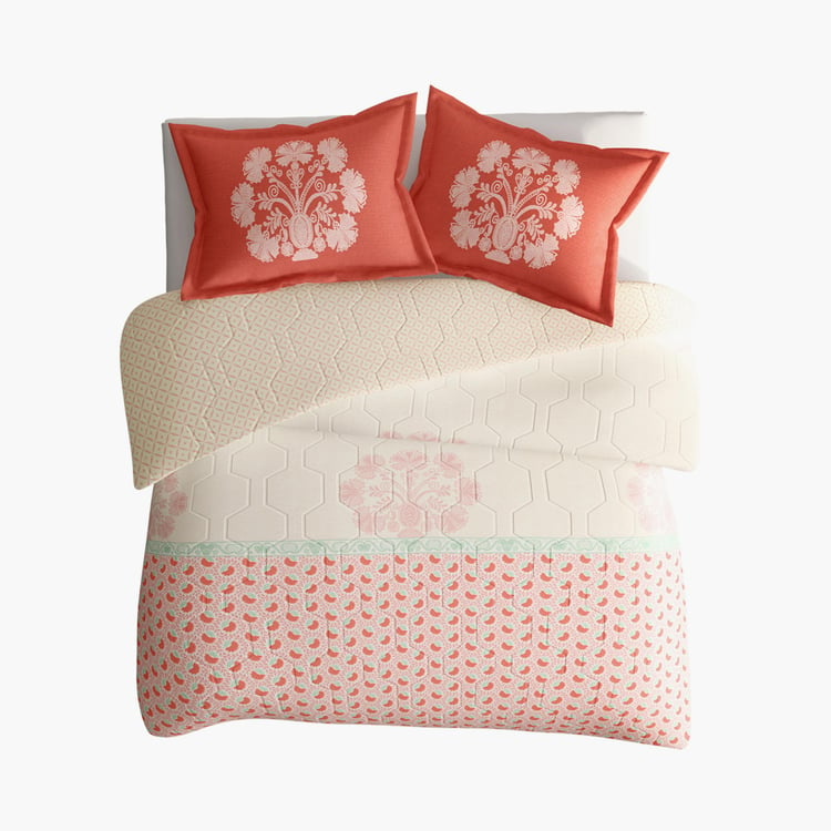 PORTICO Shalimaar Cotton Printed 3Pcs Double Bed Cover Set