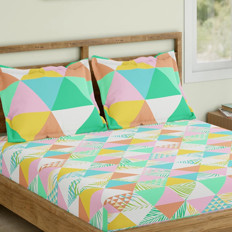 STELLAR HOME Valentina Cotton 140TC Printed 3Pcs King Fitted Bedsheet Set