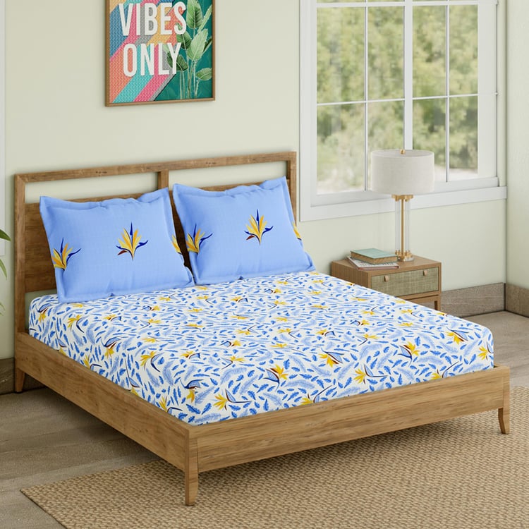 STELLAR HOME Valentina Cotton 140TC Printed 3Pcs King Fitted Bedsheet Set