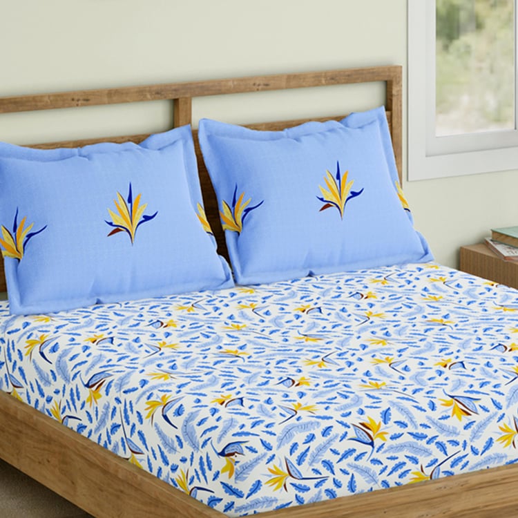 STELLAR HOME Valentina Cotton 140TC Printed 3Pcs King Fitted Bedsheet Set