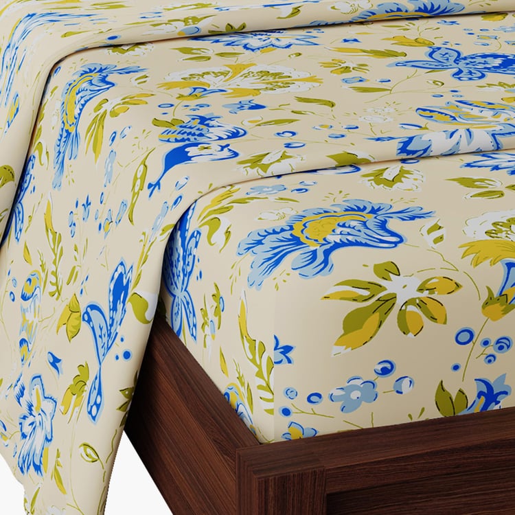 STELLAR HOME Lilly Cotton 104TC Printed 3Pcs King Fitted Bedsheet Set