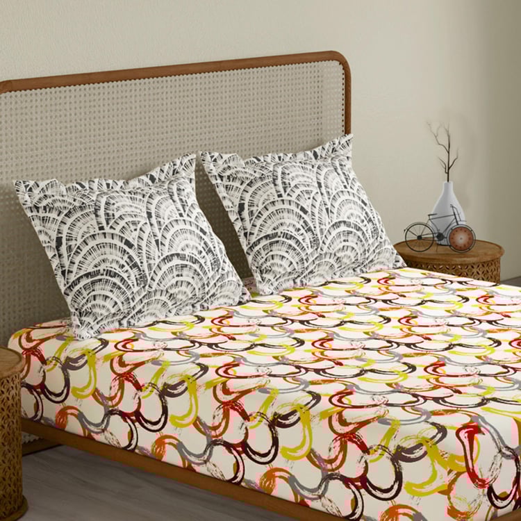 STELLAR HOME Legacy Cotton 120TC Printed 3Pcs Queen Bedsheet Set