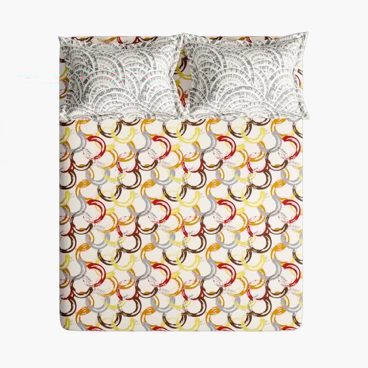 STELLAR HOME Legacy Cotton 120TC Printed 3Pcs Queen Bedsheet Set