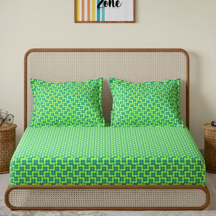 STELLAR HOME Marigold Plus Cotton 128TC Printed 3Pcs Super King Bedsheet Set