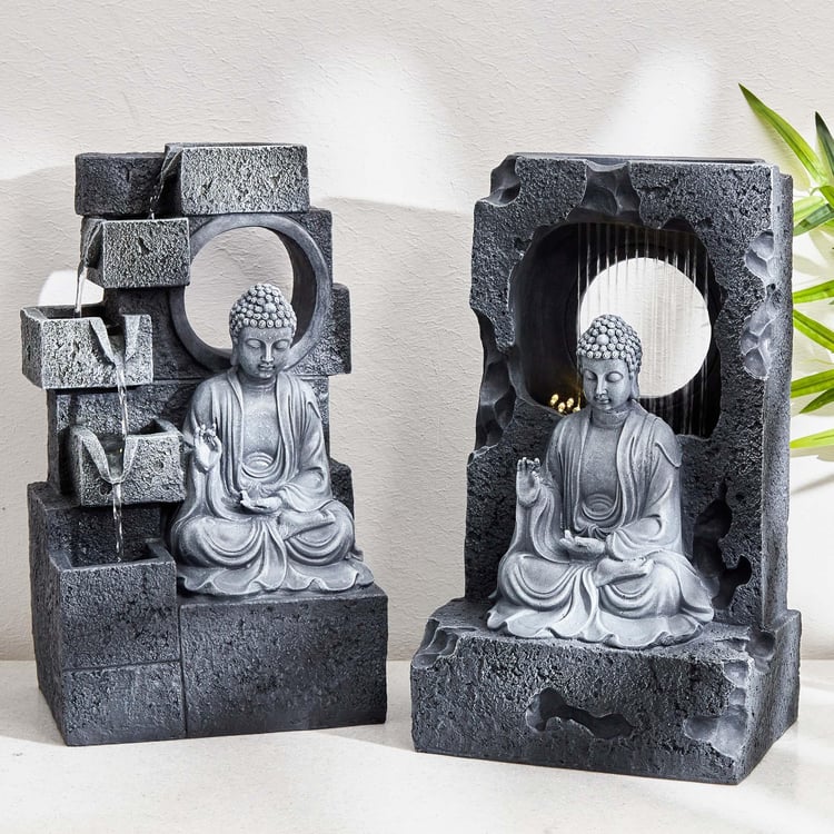 Alpine Carnival Polyresin Meditating Buddha Fountain - 26x18x44cm