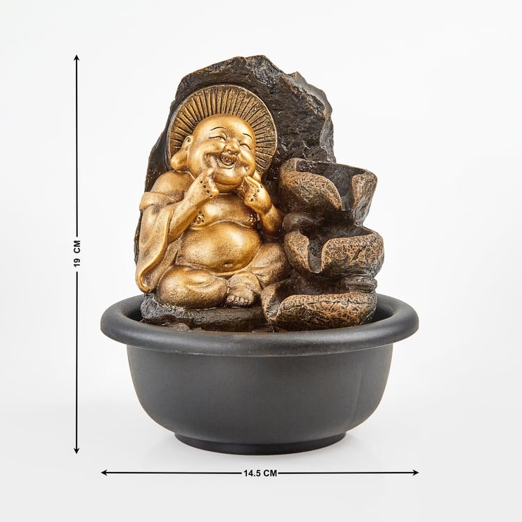 Corsica Alpine Polyresin Laughing Buddha Fountain - 14.5x19cm