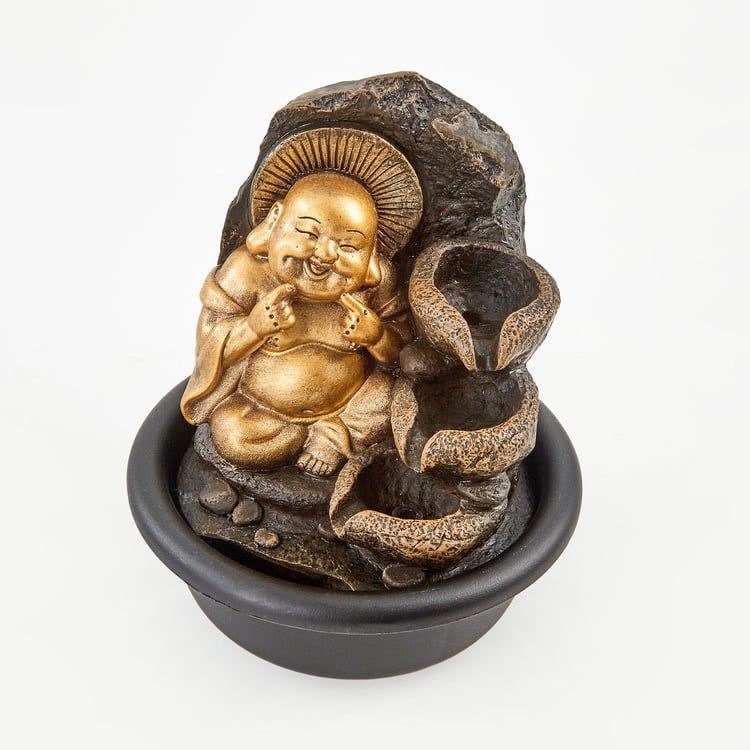 Corsica Alpine Polyresin Laughing Buddha Fountain - 14.5x19cm