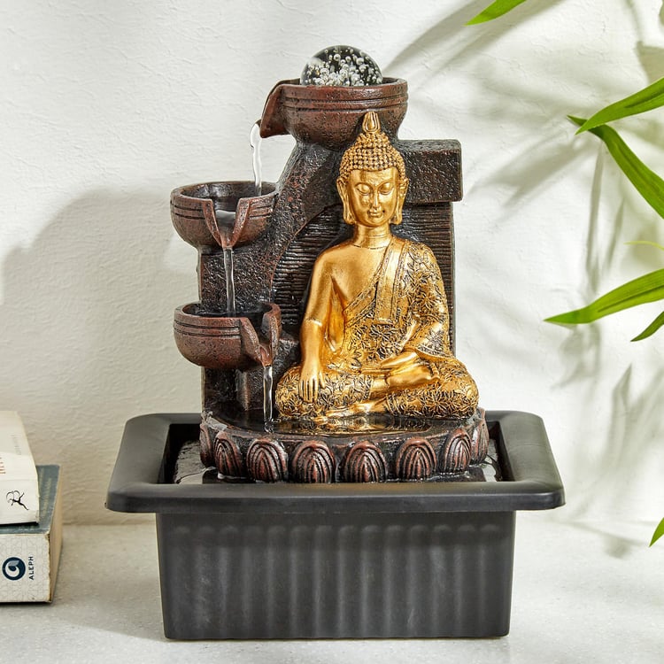 Corsica Alpine Polyresin Meditating Buddha Fountain - 20x18x26cm