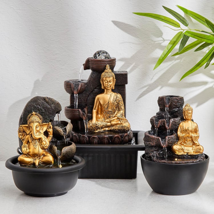 Corsica Alpine Polyresin Meditating Buddha Fountain - 20x18x26cm