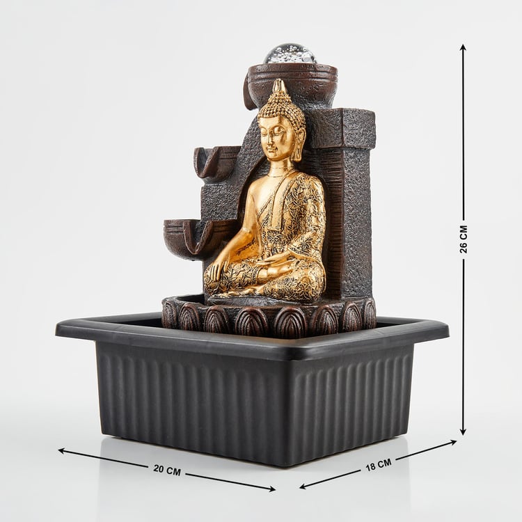 Corsica Alpine Polyresin Meditating Buddha Fountain - 20x18x26cm