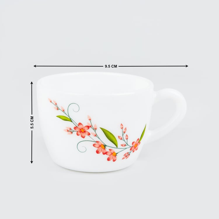 Velox Creeper Set of 6 Opalware Printed Cups and Saucers - 130ml