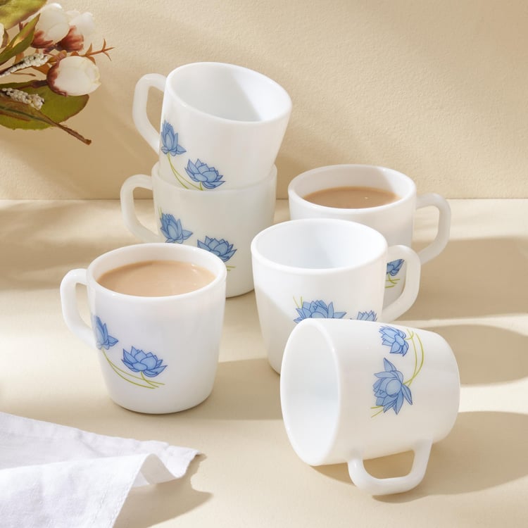 Velox Neel Kamal Set of 6 Opalware Printed Mugs - 180ml