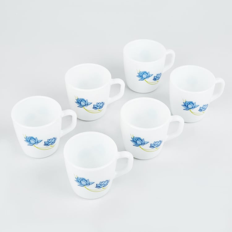 Velox Neel Kamal Set of 6 Opalware Printed Mugs - 180ml