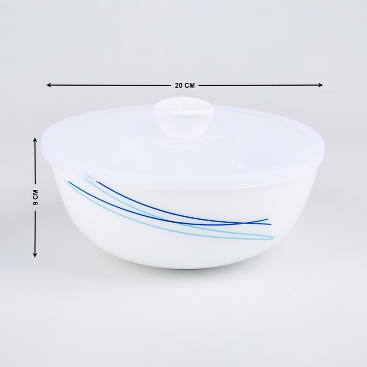 Velox Cool Lines Set of 3 Opalware Mixing Bowls with Lids