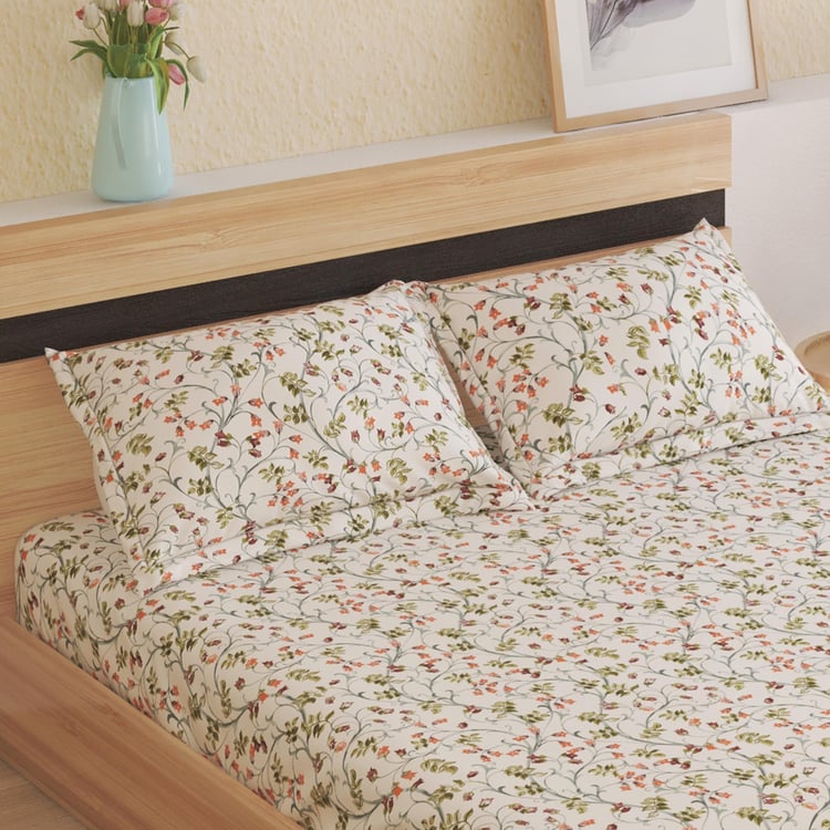 Harold Floral Printed 3Pcs Queen Bedsheet Set