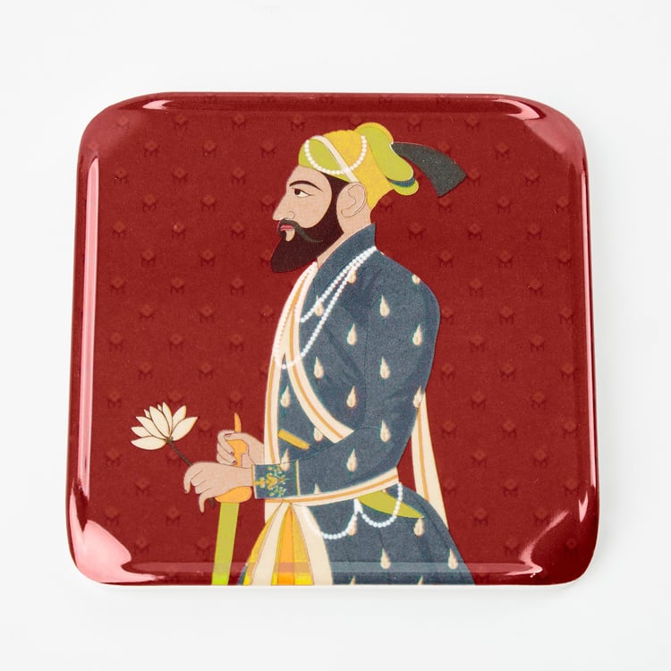 Raisa Raja Rani Set of 6 Melamine Printed Coasters with Holder