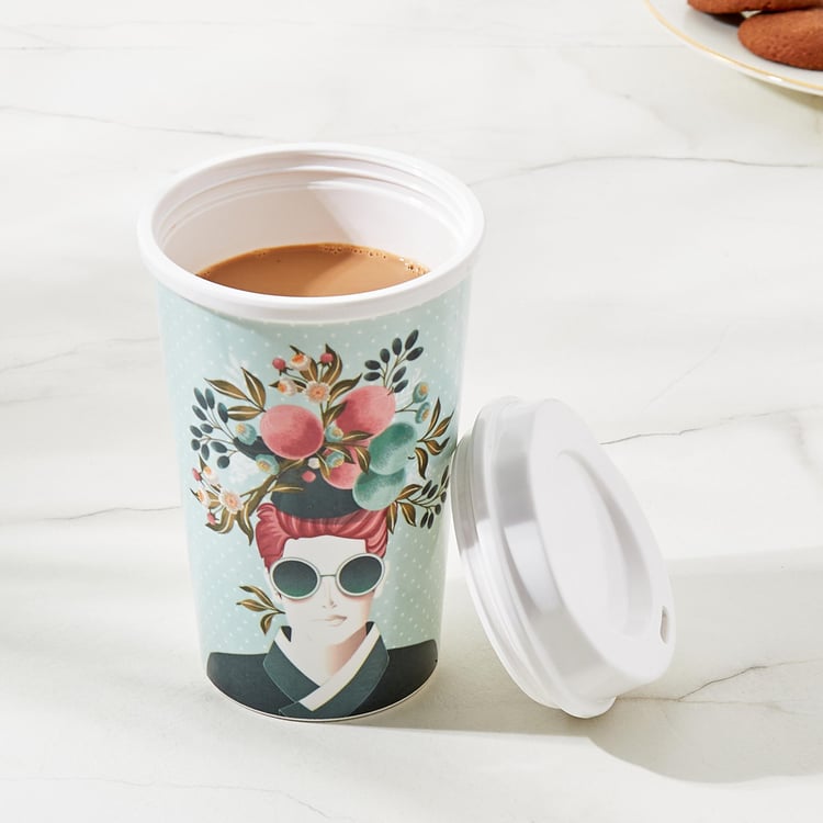 Raisa Pastel Retro Melamine Printed Travel Tumbler with Lid - 425ml