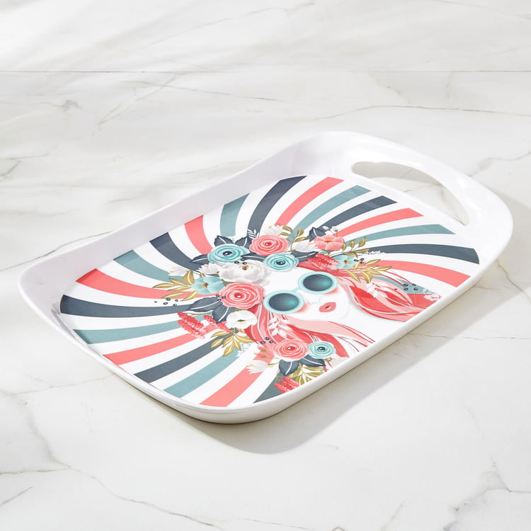 Raisa Pastel Retro Melamine Printed Serving Tray - 39x27cm