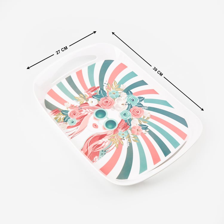 Raisa Pastel Retro Melamine Printed Serving Tray - 39x27cm