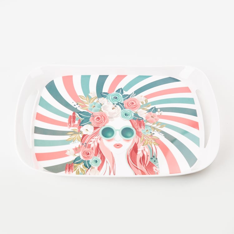 Raisa Pastel Retro Melamine Printed Serving Tray - 39x27cm