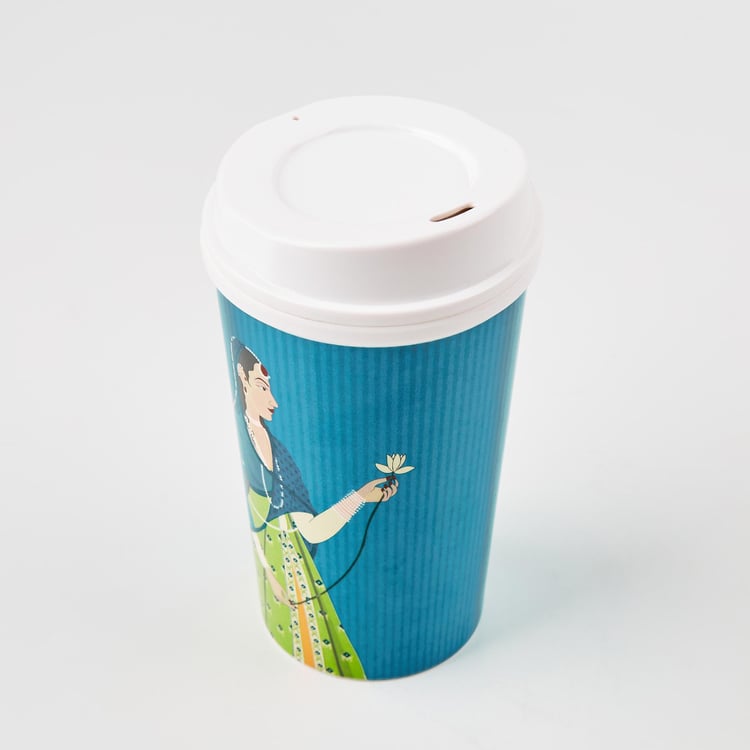 Raisa Raja Rani Melamine Printed Travel Tumbler with Lid - 425ml