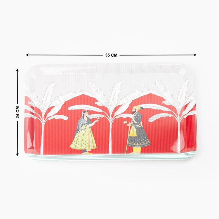 Raisa Raja Rani Melamine Printed Serving Tray - 35x24cm