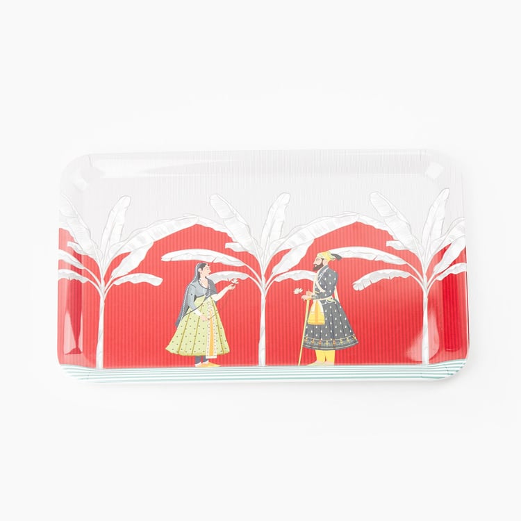 Raisa Raja Rani Melamine Printed Serving Tray - 35x24cm