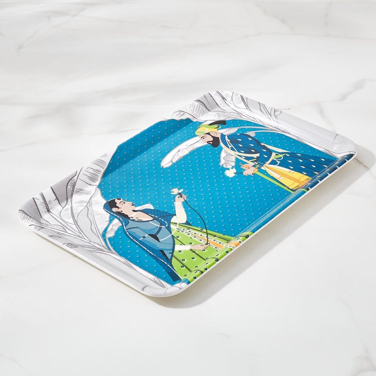 Raisa Raja Rani Melamine Printed Serving Tray - 30x19cm