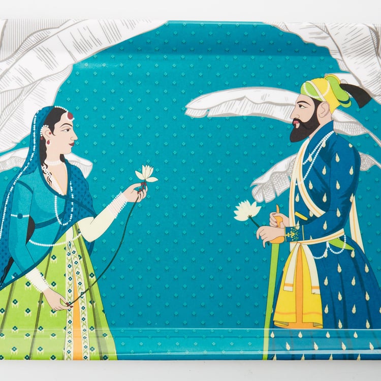 Raisa Raja Rani Melamine Printed Serving Tray - 30x19cm