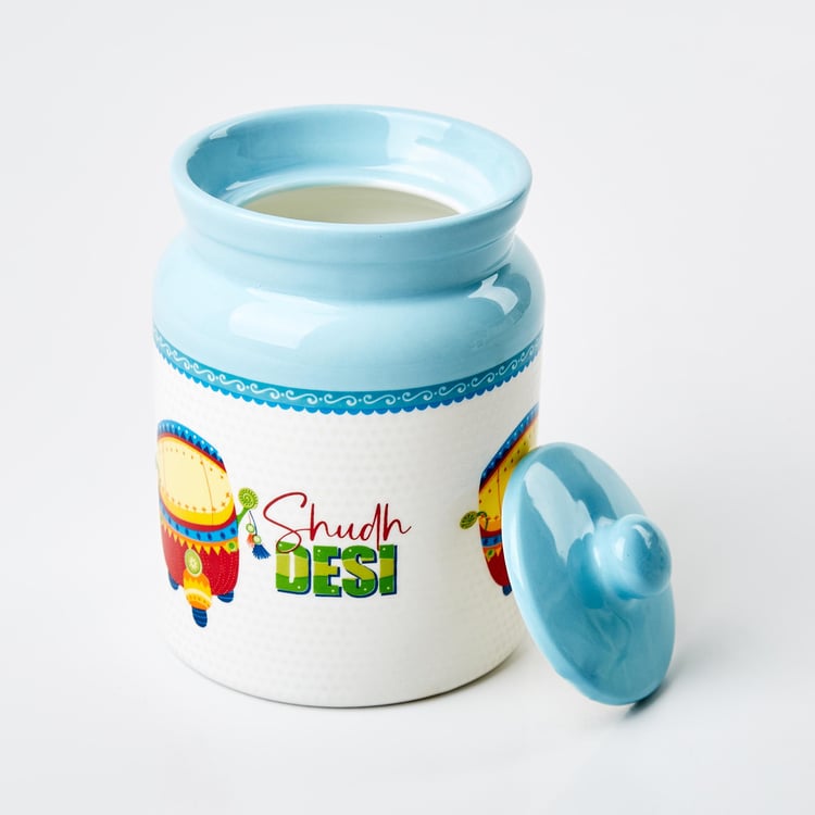 Luke Mad For India Set of 2 Bone China Printed Storage Canisters - 540ml