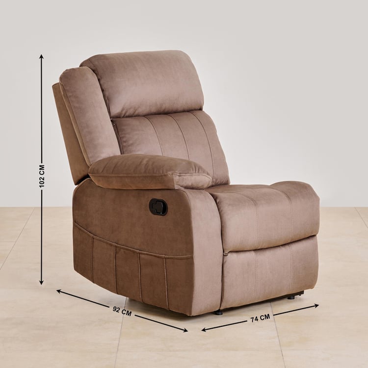 Denver Fabric 5-Seater Corner Recliner Set - Brown