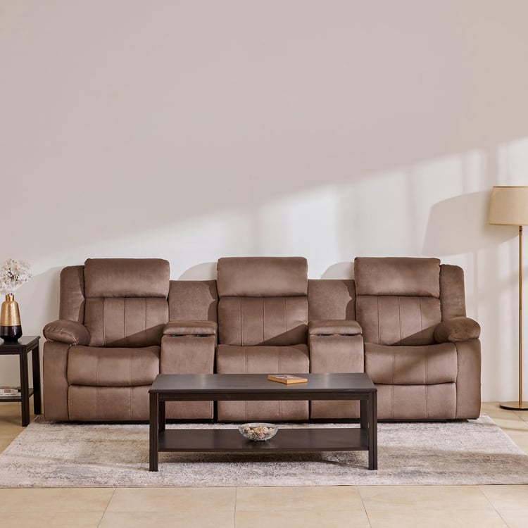 Denver Fabric 3-Seater Electric Recliner Set - Brown