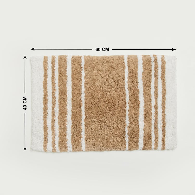 Corsica Auton Cotton Striped Anti-Slip Bath Mat - 60x40cm