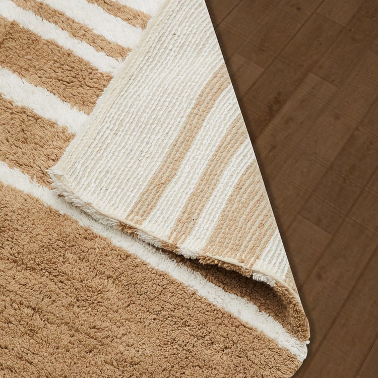 Corsica Auton Cotton Striped Anti-Slip Bath Mat - 80x50cm