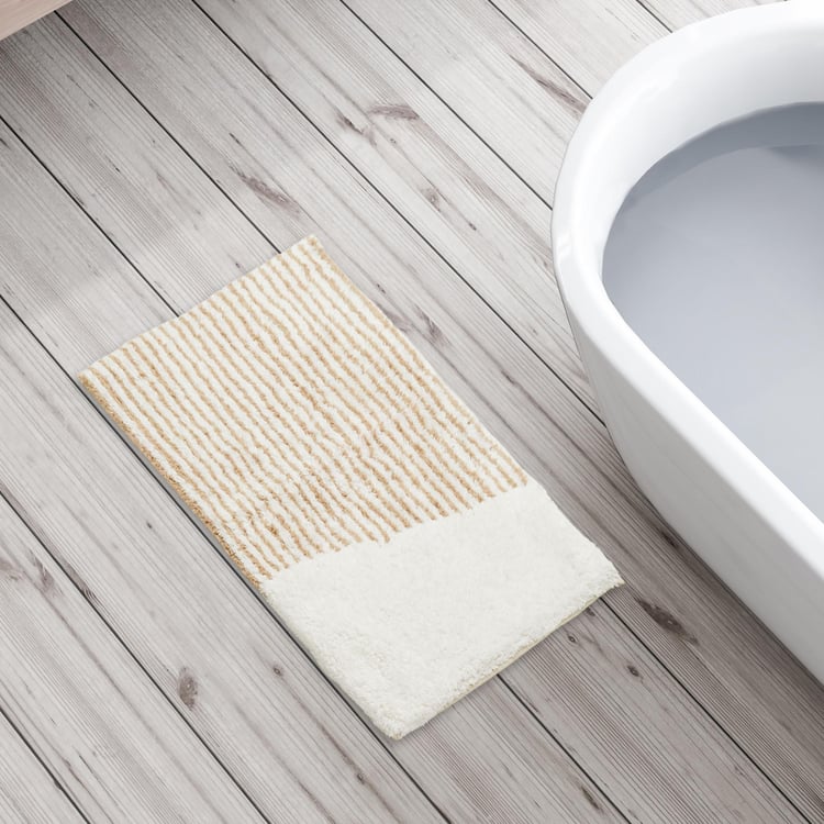 Corsica Auton Cotton Striped Anti-Slip Bath Mat - 60x40cm