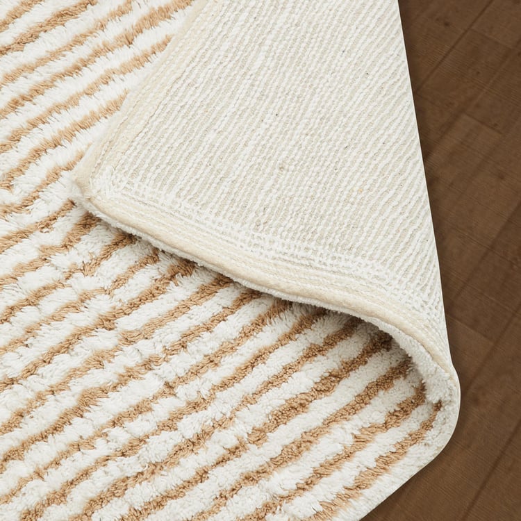 Corsica Auton Cotton Striped Anti-Slip Bath Mat - 60x40cm