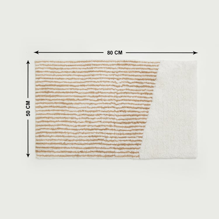 Corsica Auton Cotton Striped Anti-Slip Bath Mat - 80x50cm