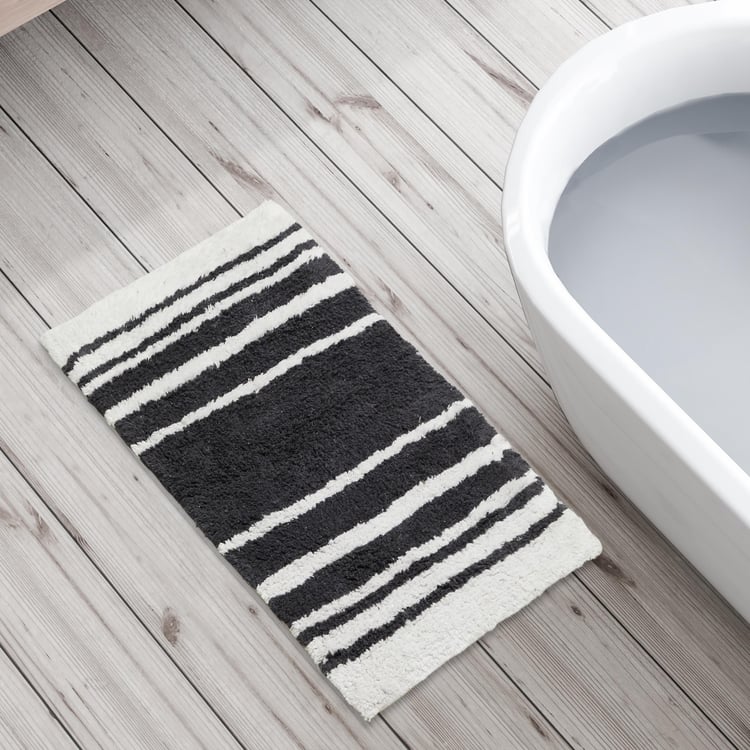 Corsica Auton Cotton Striped Anti-Slip Bath Mat - 80x50cm