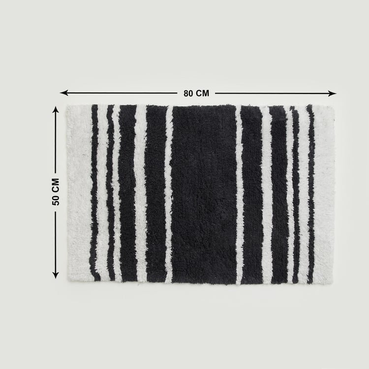 Corsica Auton Cotton Striped Anti-Slip Bath Mat - 80x50cm