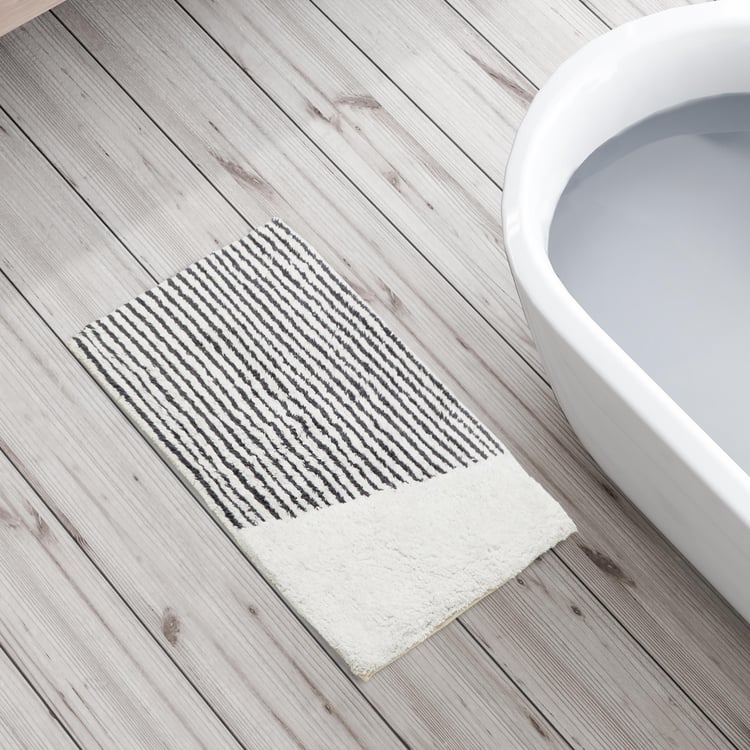 Corsica Auton Cotton Striped Anti-Slip Bath Mat - 60x40cm