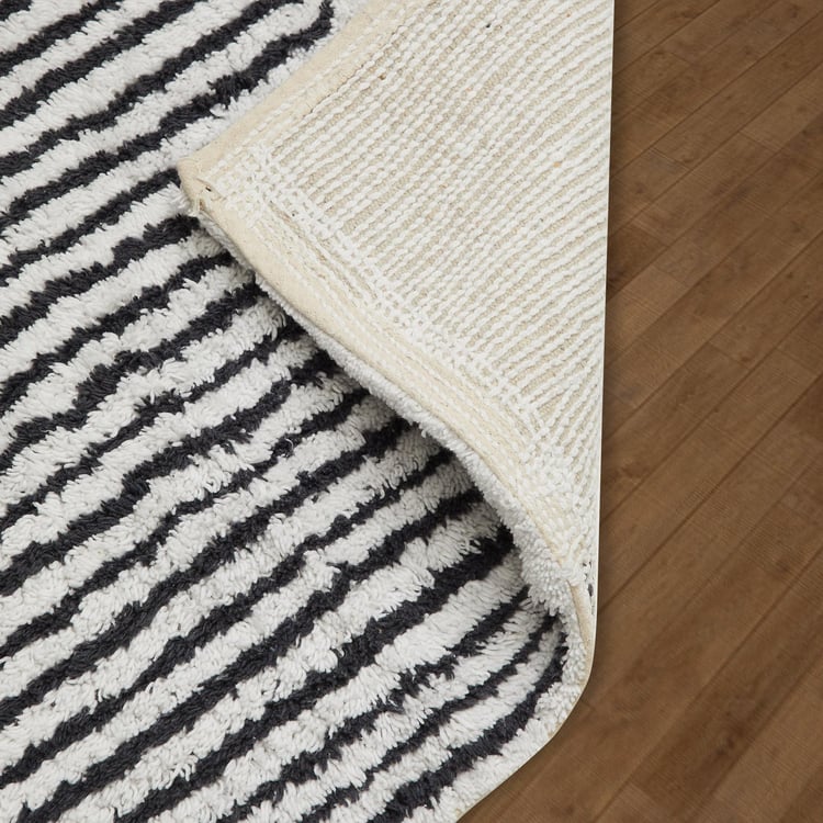 Corsica Auton Cotton Striped Anti-Slip Bath Mat - 60x40cm