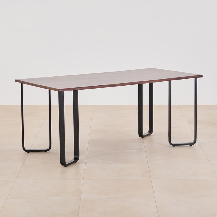 Nirvana Atharva Sheesham Wood 6-Seater Dining Set with Indus Chairs - Brown and Blue