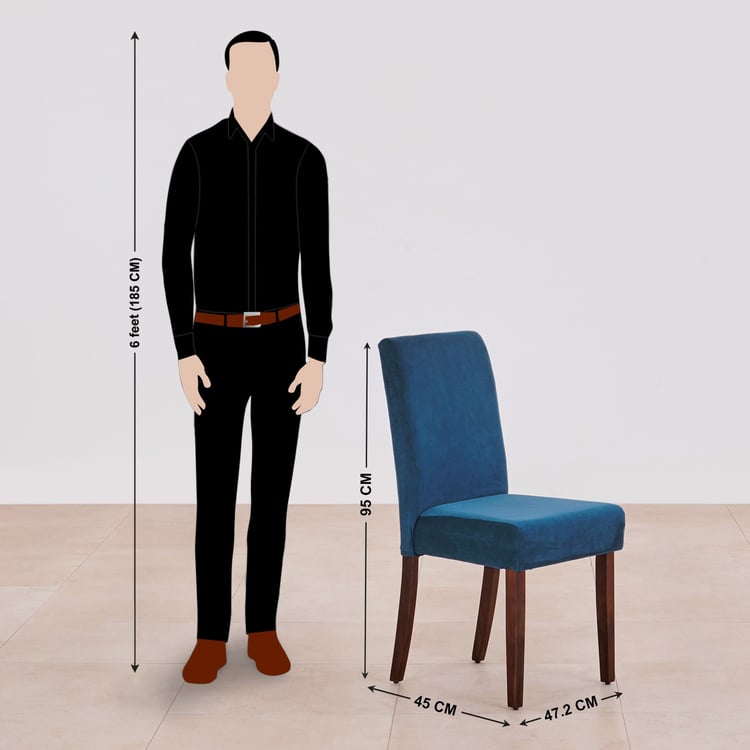 Nirvana Atharva Sheesham Wood 6-Seater Dining Set with Indus Chairs - Brown and Blue