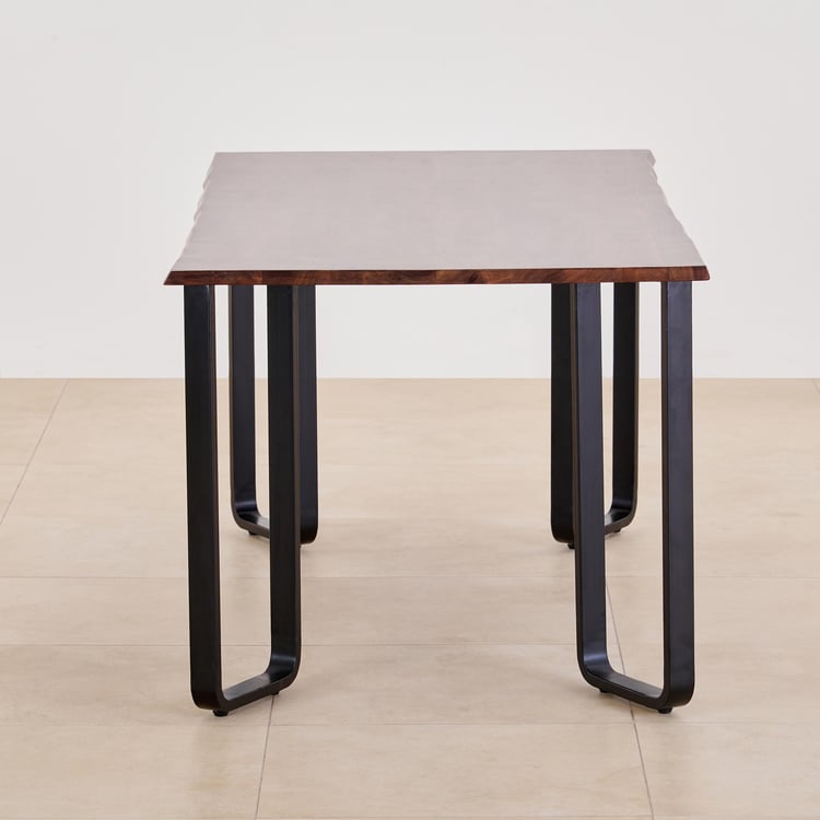 Nirvana Atharva Sheesham Wood 6-Seater Dining Set with Indus Chairs - Brown and Blue