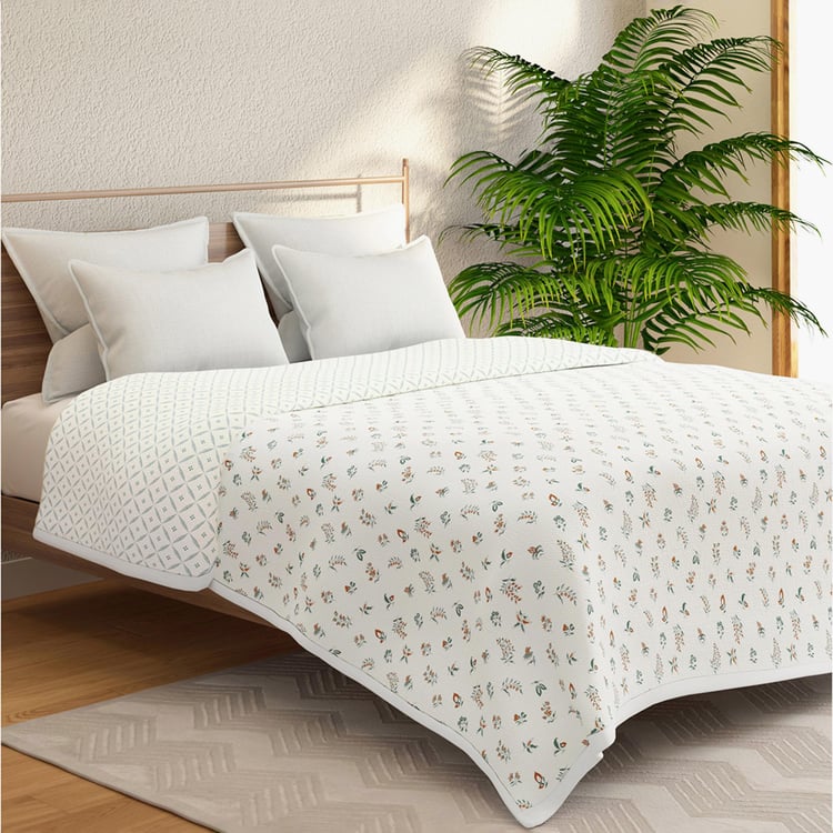 PORTICO Saffron Cotton Printed Reversible Double Dohar